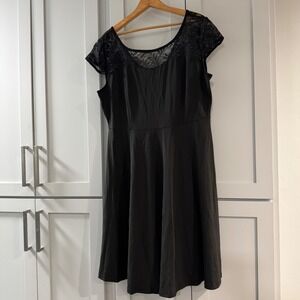 NWT Glory Sunshine Black Lace Cap Sleeve Fit Flare Dress Plus Size 2XL